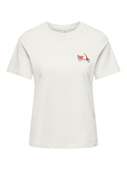 JDY Top Damen Trendiges Rundhals Kurzarm Pigmentprint Normal geschnitten