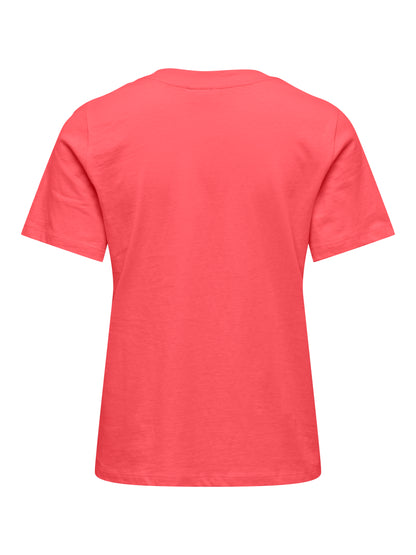 JDY Top Damen Trendiges Rundhals Kurzarm Pigmentprint Normal geschnitten