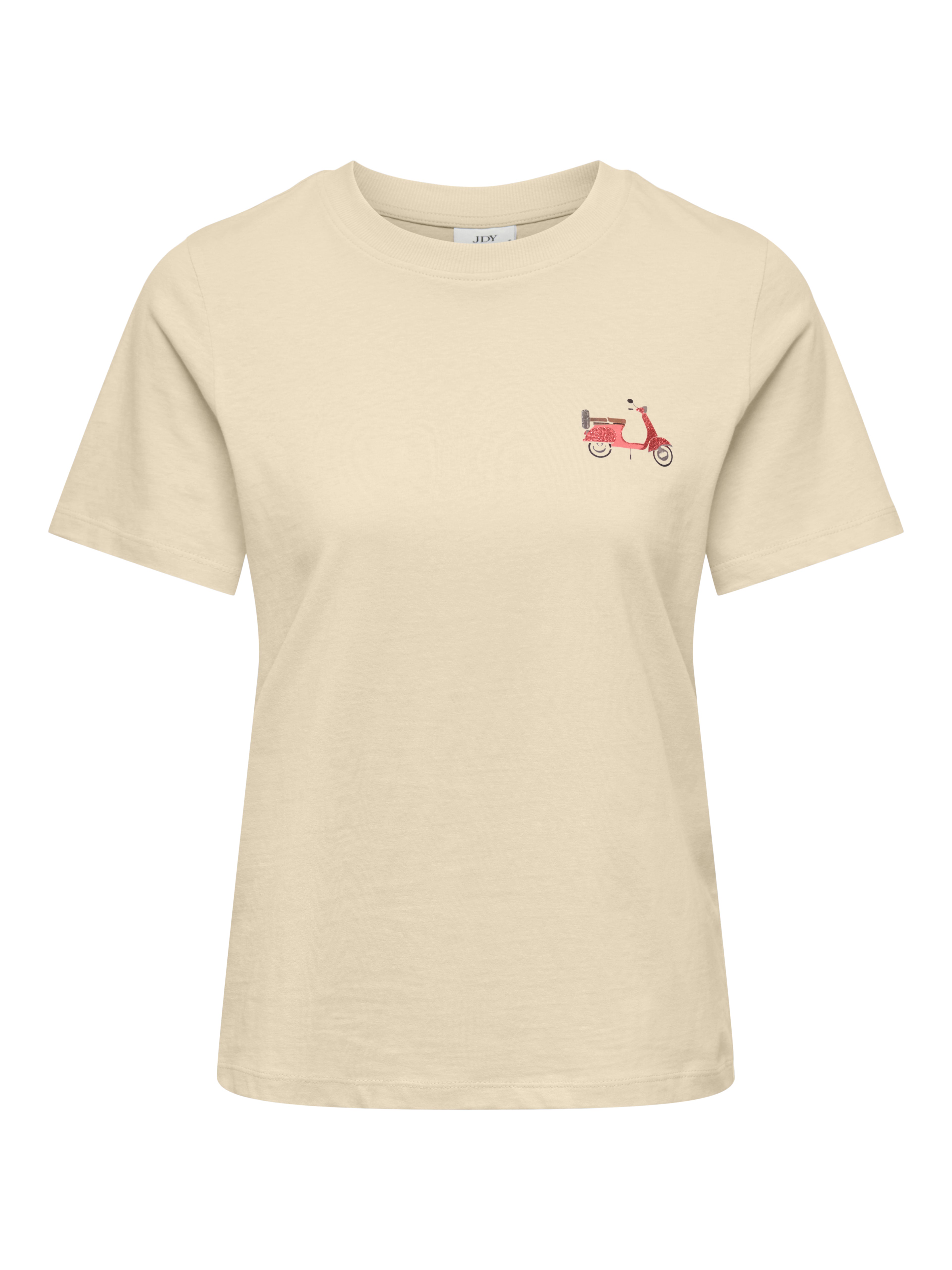 JDY Top Damen Trendiges Rundhals Kurzarm Pigmentprint Normal geschnitten