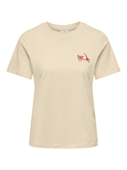 JDY Top Damen Trendiges Rundhals Kurzarm Pigmentprint Normal geschnitten