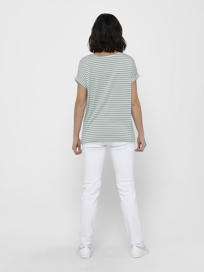 ONLMOSTER STRIPE S/S O-NECK TOP JRS NOOS