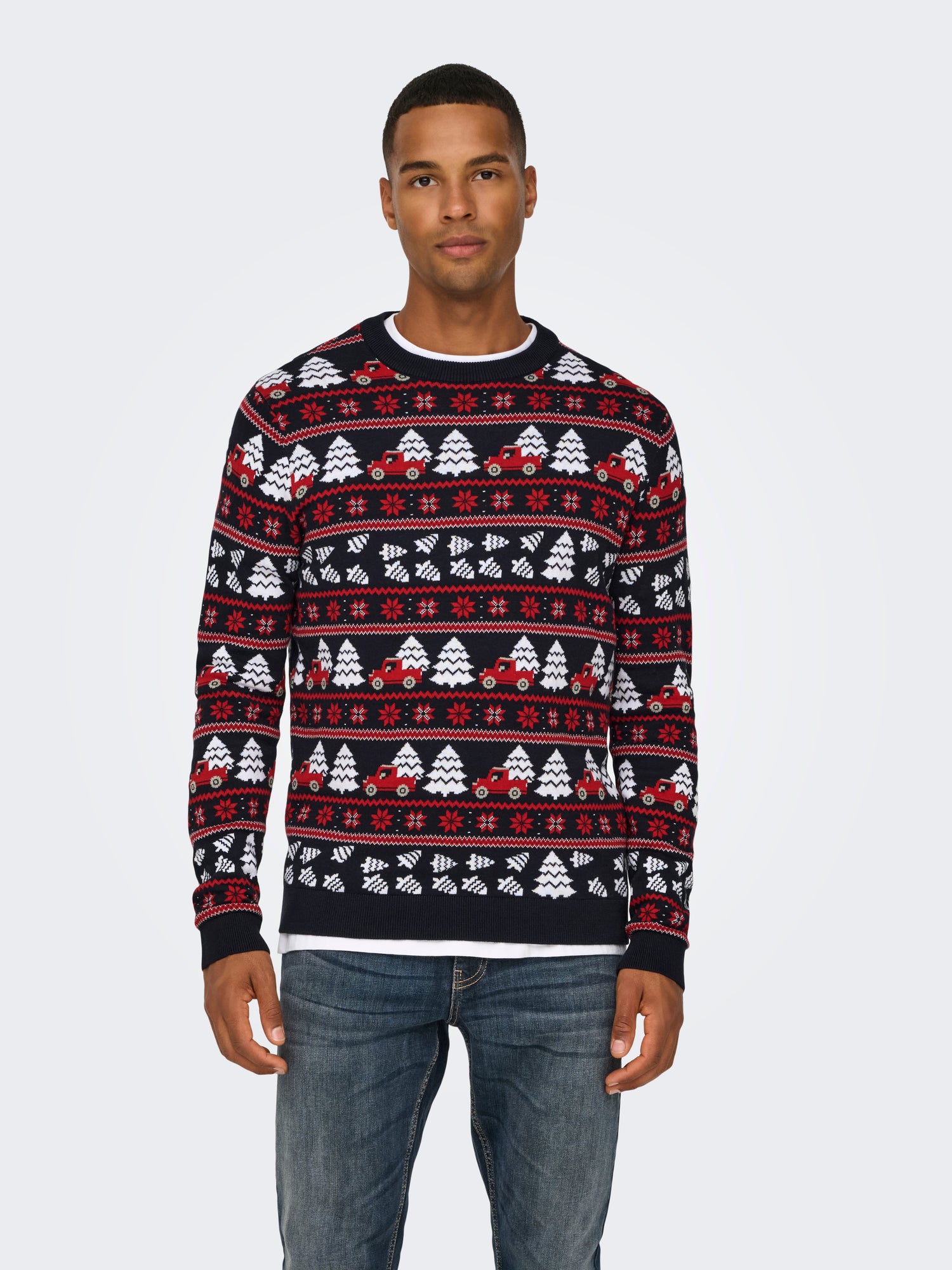 ONSXMAS REG 5 JAQ CREW KNIT