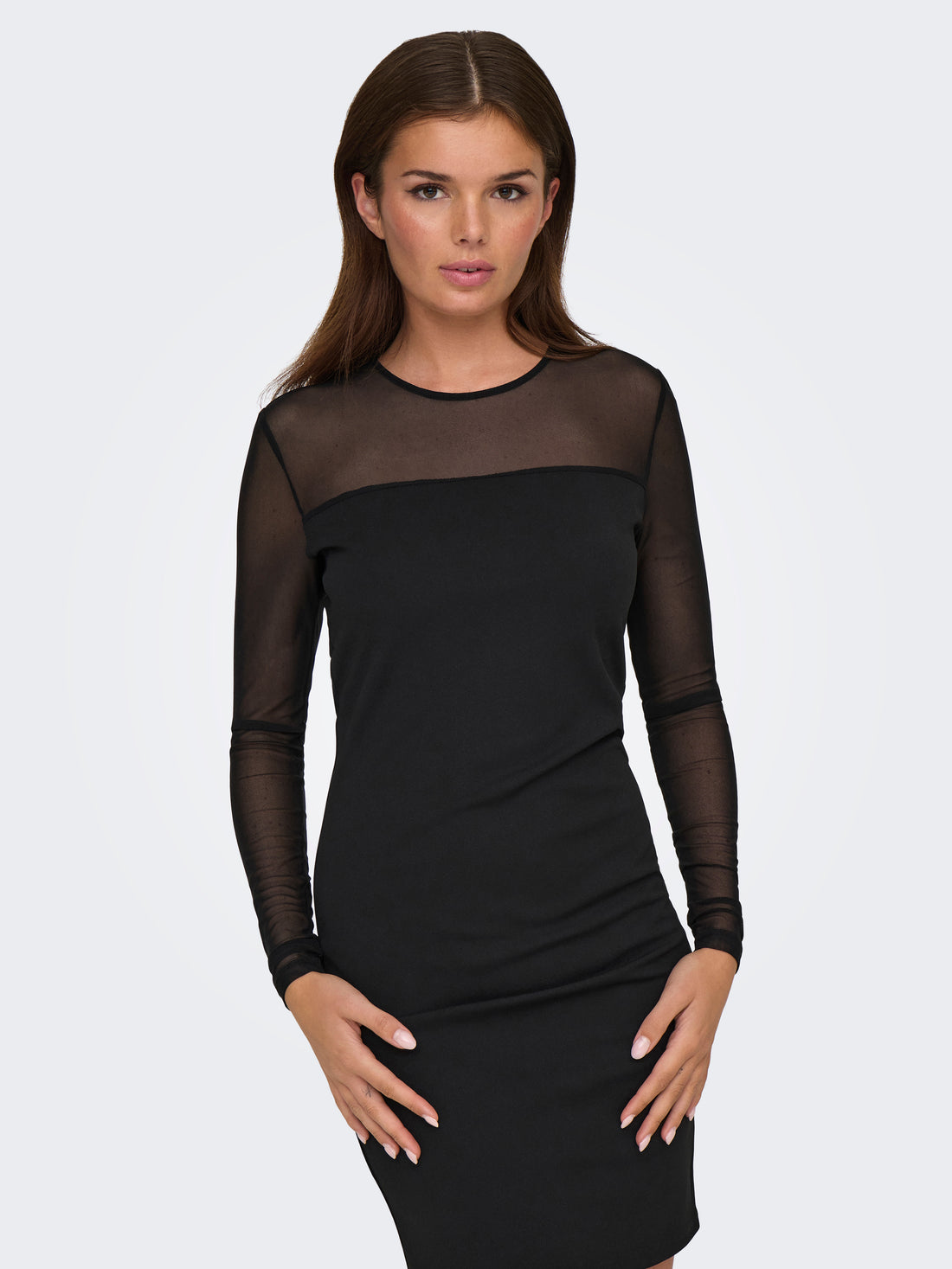 Bestseller Festliches Kleid Damen Elegant mit Mesh Details
