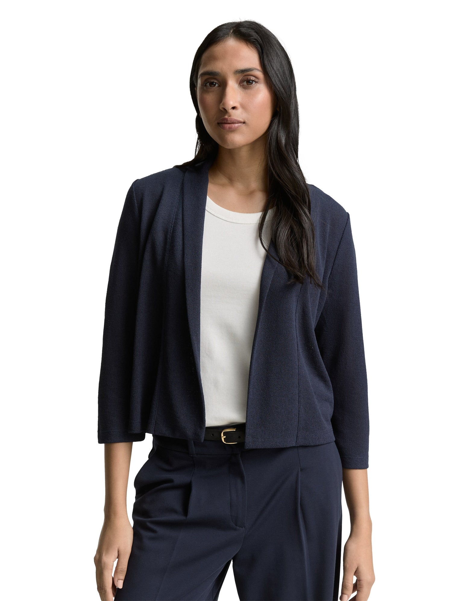 Tom Tailor Denim Cardigan mit 3/4-Arm und Schalkragen für Damen in Sky Captain Blue