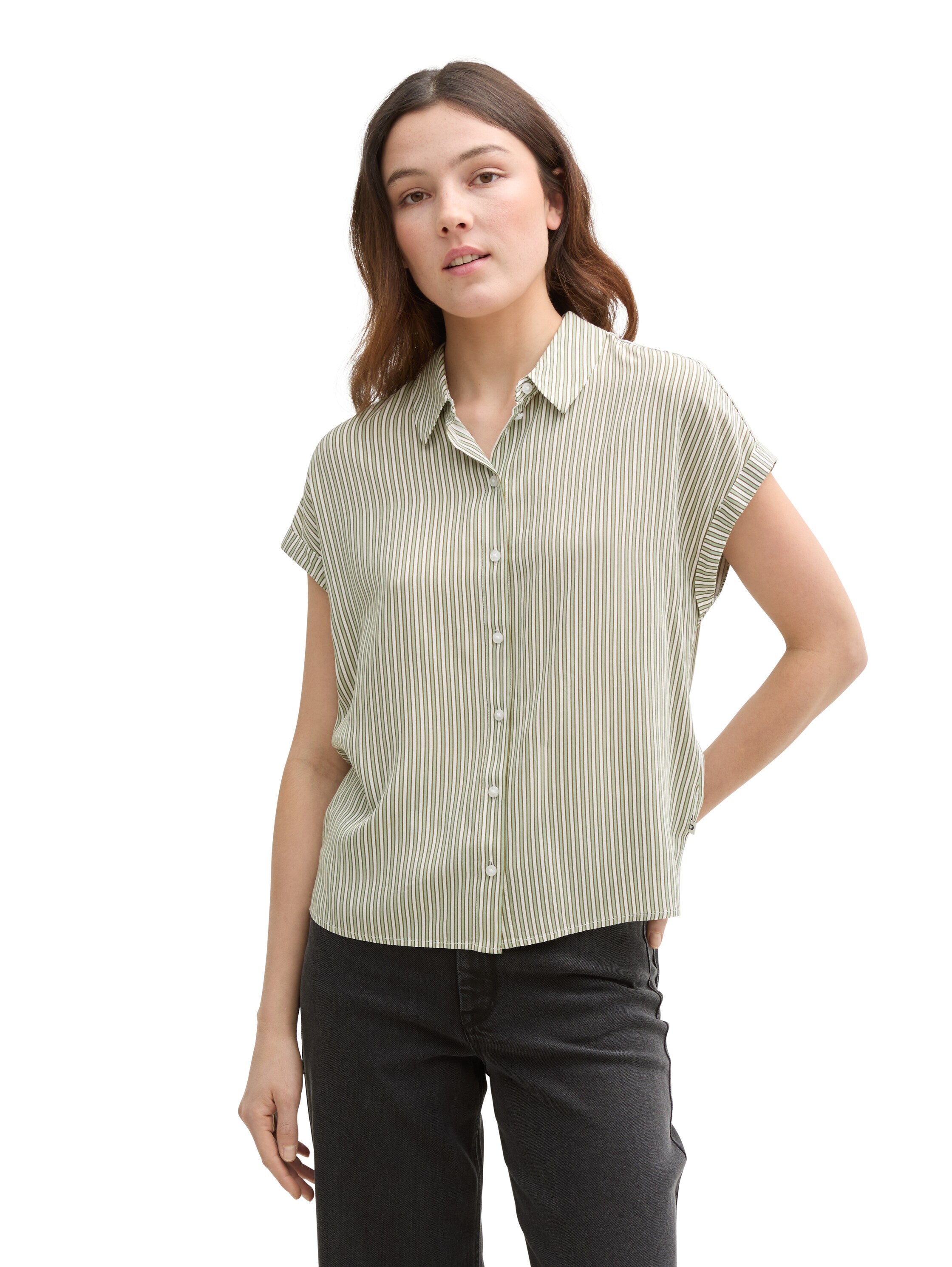 Tom Tailor Denim Bluse Damen aus Viskose mit Seitenschlitzen