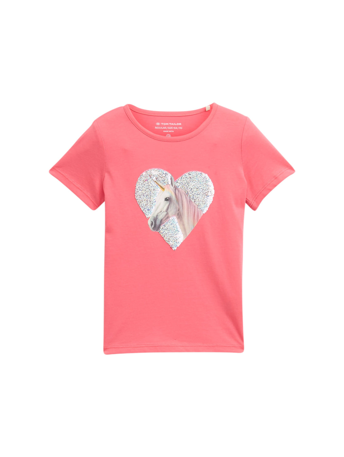 Tom Tailor Denim Kinder T-Shirt Weiblich mit Einhorn-Fotoprint und Wendepailletten