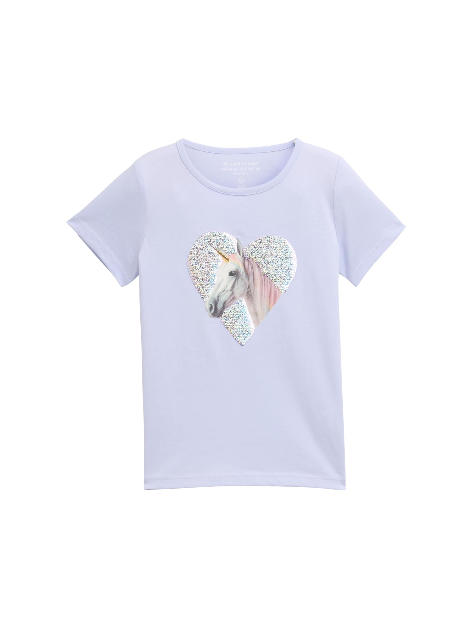 Tom Tailor Denim Kinder T-Shirt Weiblich mit Einhorn-Fotoprint und Wendepailletten