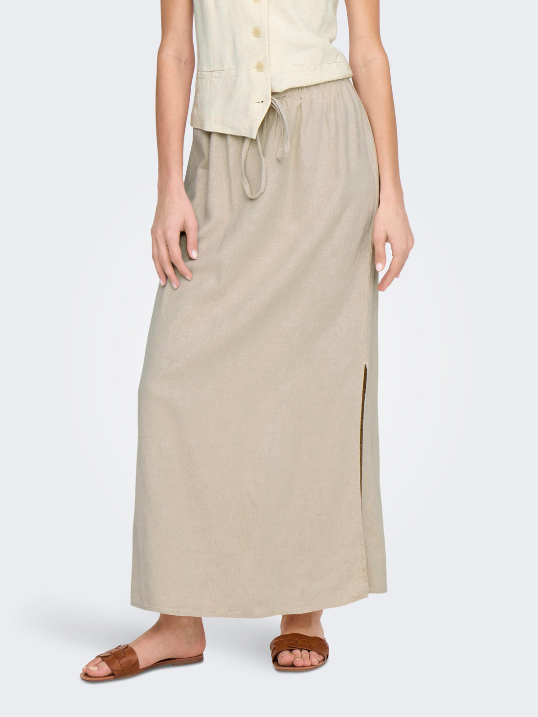 JDY Maxi-Rock Damen Bequemer Kordelzug Mittlere Taille mit Seitenschlitzen