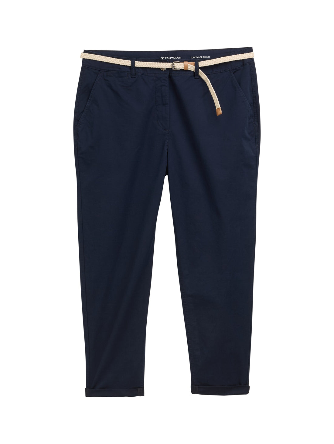 Tom Tailor Denim Damen Chinohose mit Gürtel Stretch sky captain blue