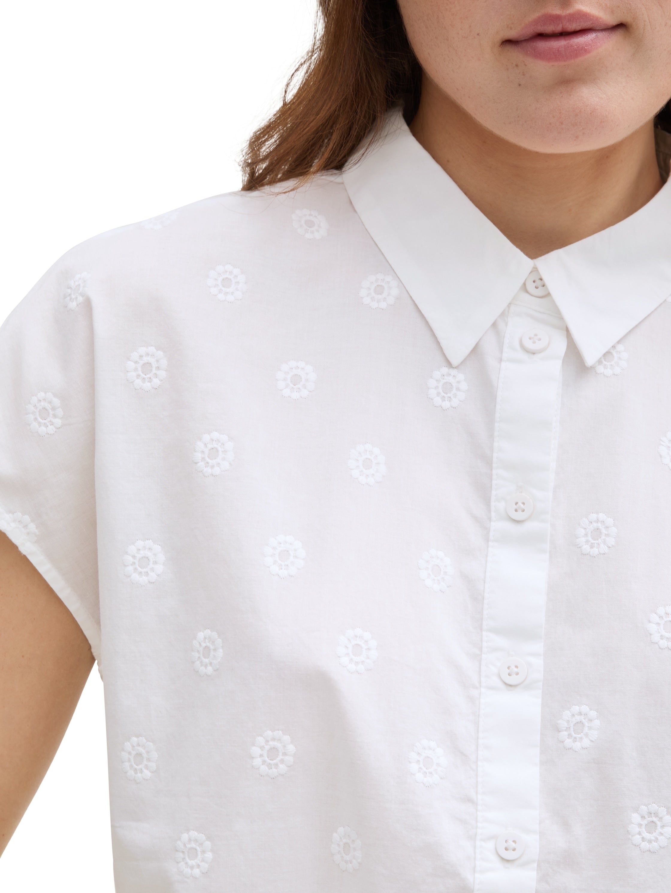 Tom Tailor Denim Bluse Baumwolle Weiblich Weiß