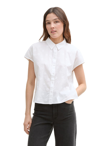 Tom Tailor Denim Bluse Baumwolle Weiblich Weiß