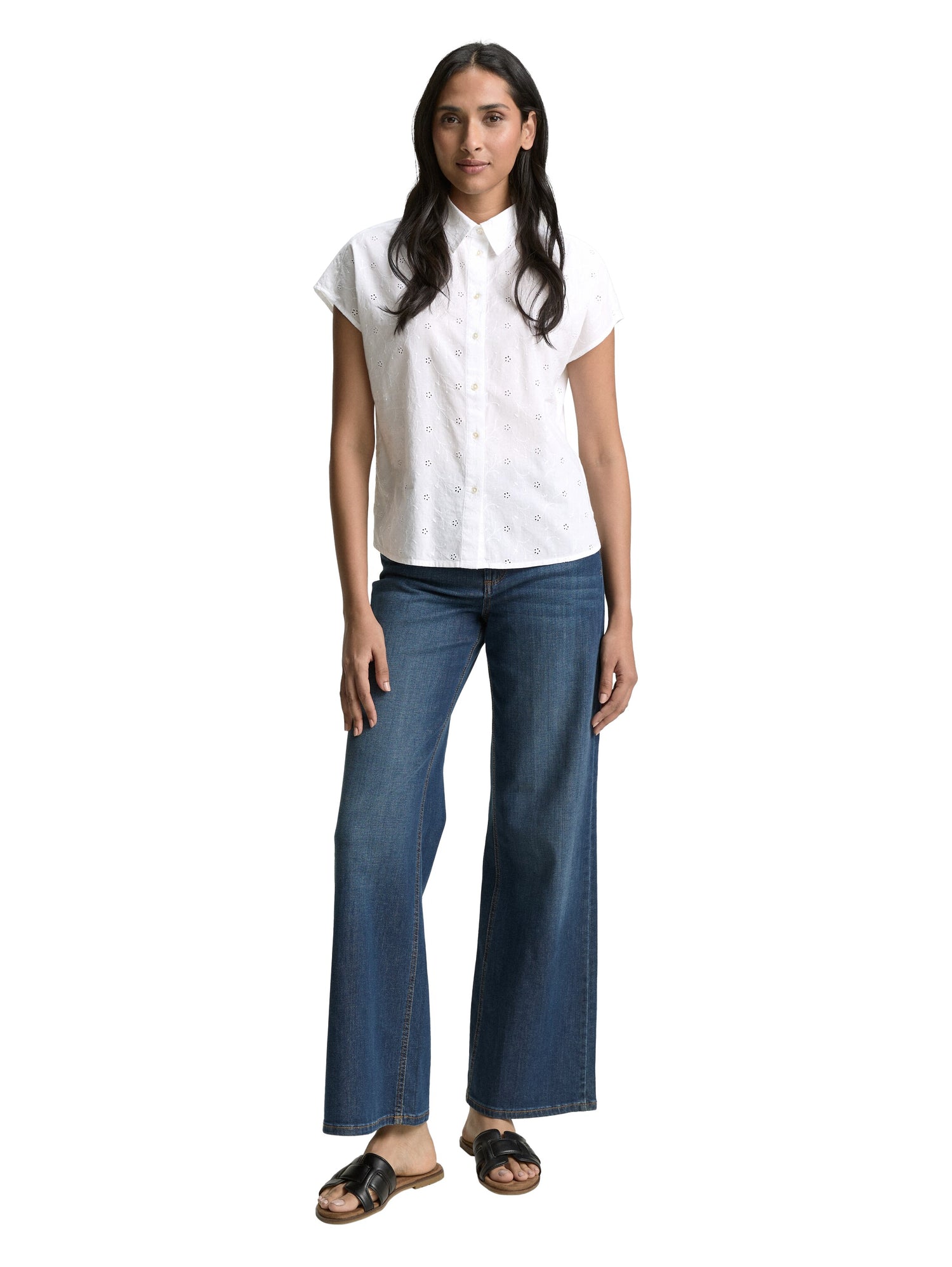 Tom Tailor Denim Bluse aus Baumwolle mit floralen Stickereien für Erwachsene