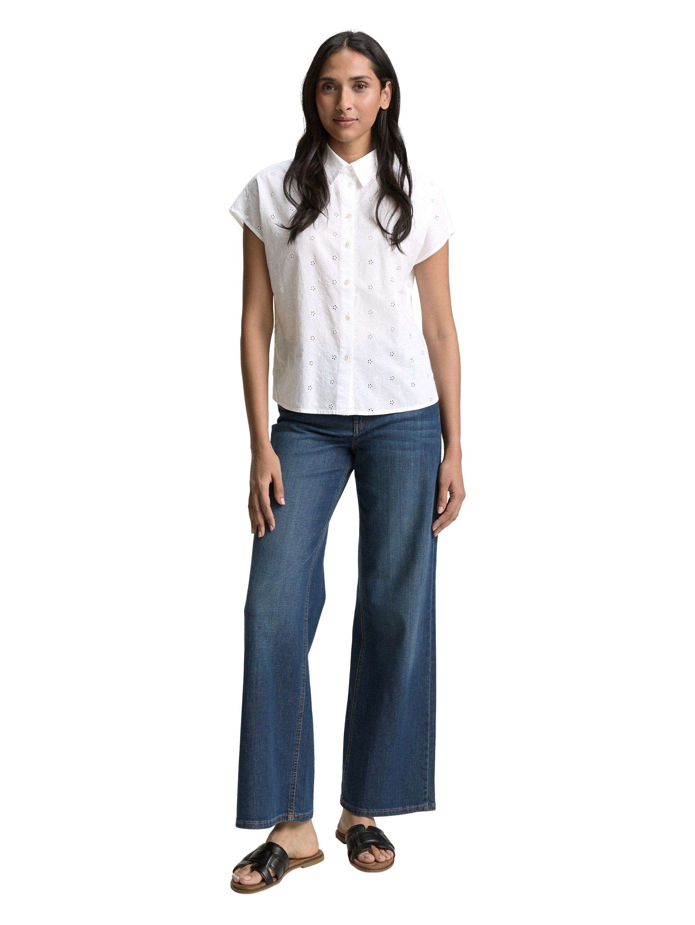 Tom Tailor Denim Bluse aus Baumwolle mit floralen Stickereien für Erwachsene