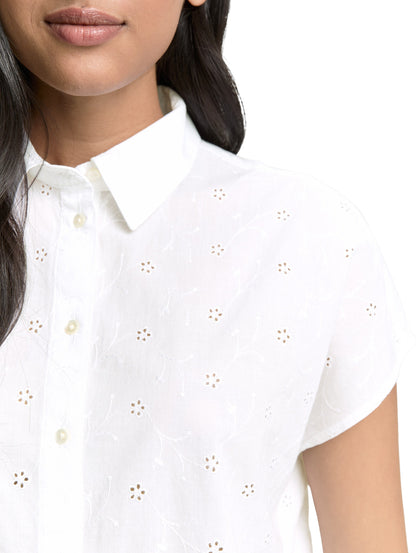 Tom Tailor Denim Bluse aus Baumwolle mit floralen Stickereien für Erwachsene