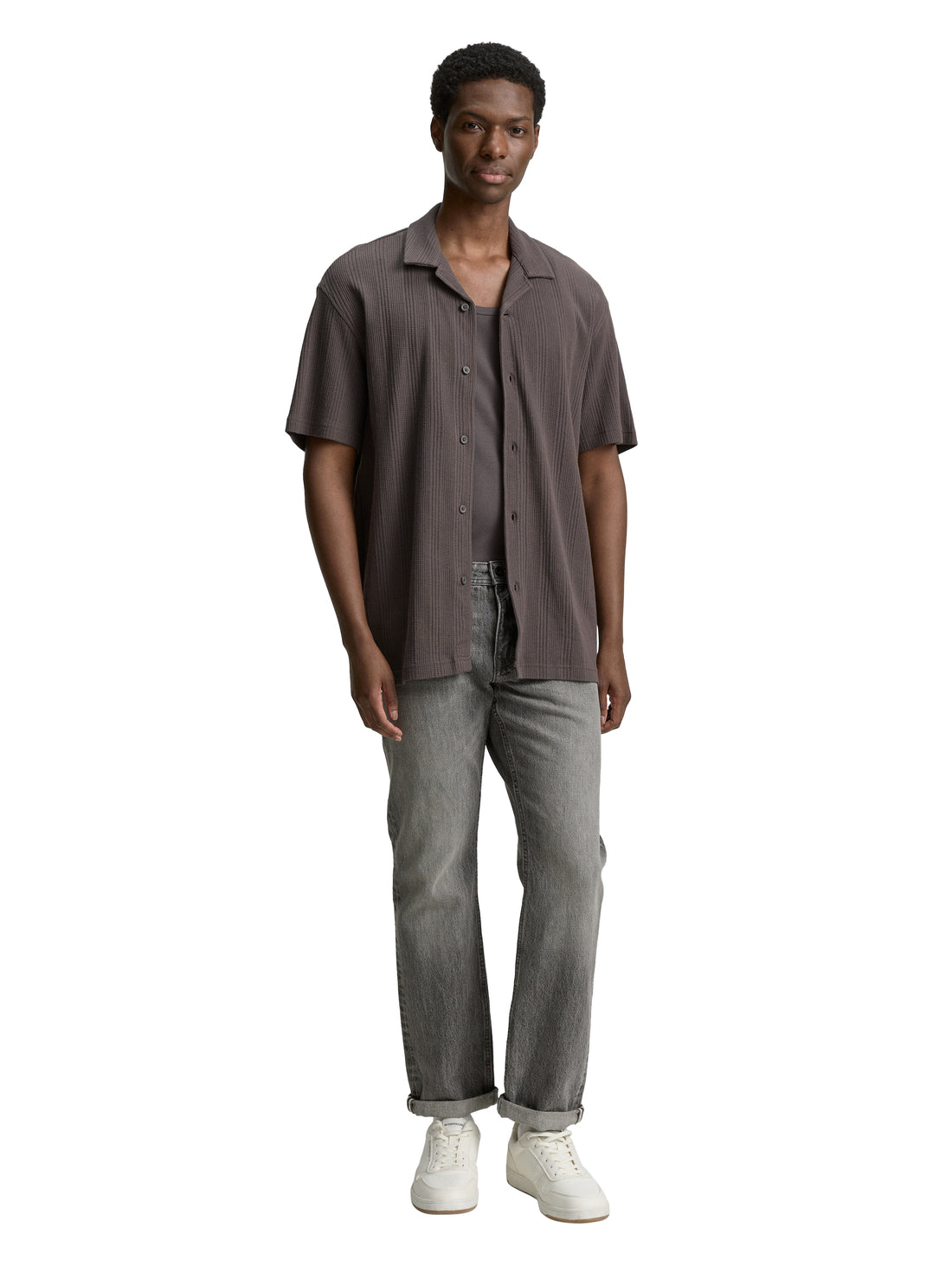 Tom Tailor Denim Kurzarmhemd Männlich pavement grey