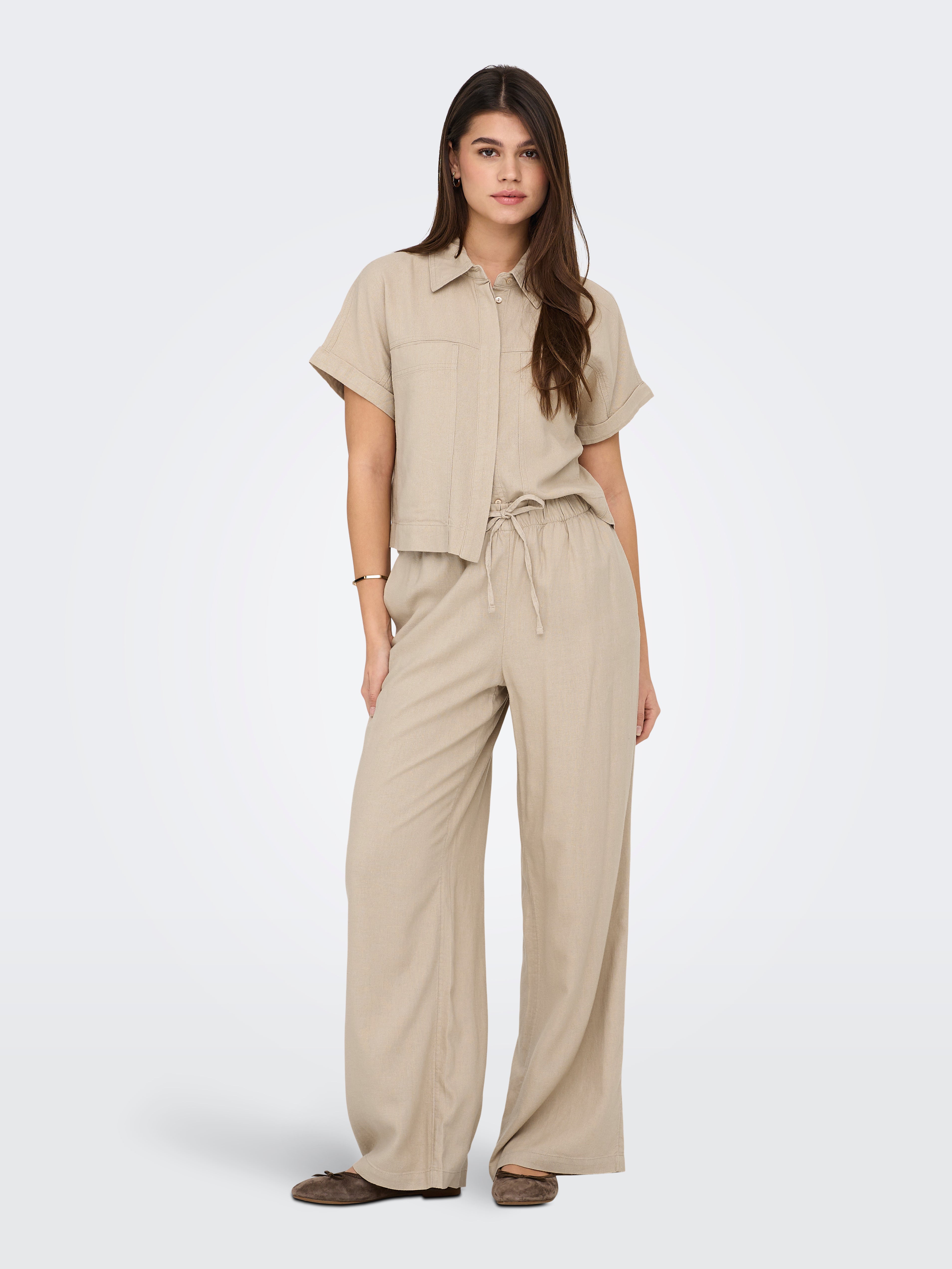 Bestseller Leinenhose für Damen mit mittlerer Taille und lockerer Passform