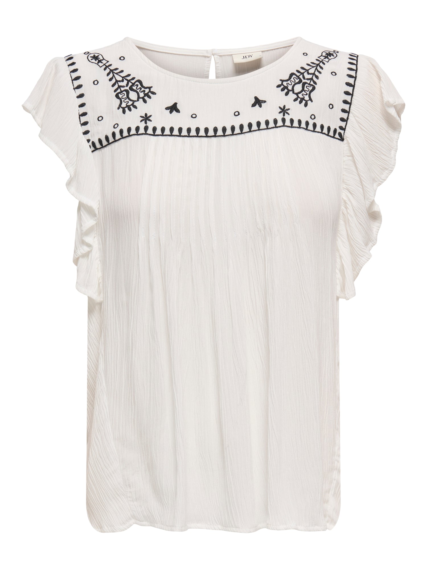 JDY Top Damen V-Ausschnitt Voluminöser Armschnitt Rüschen Knopfleiste