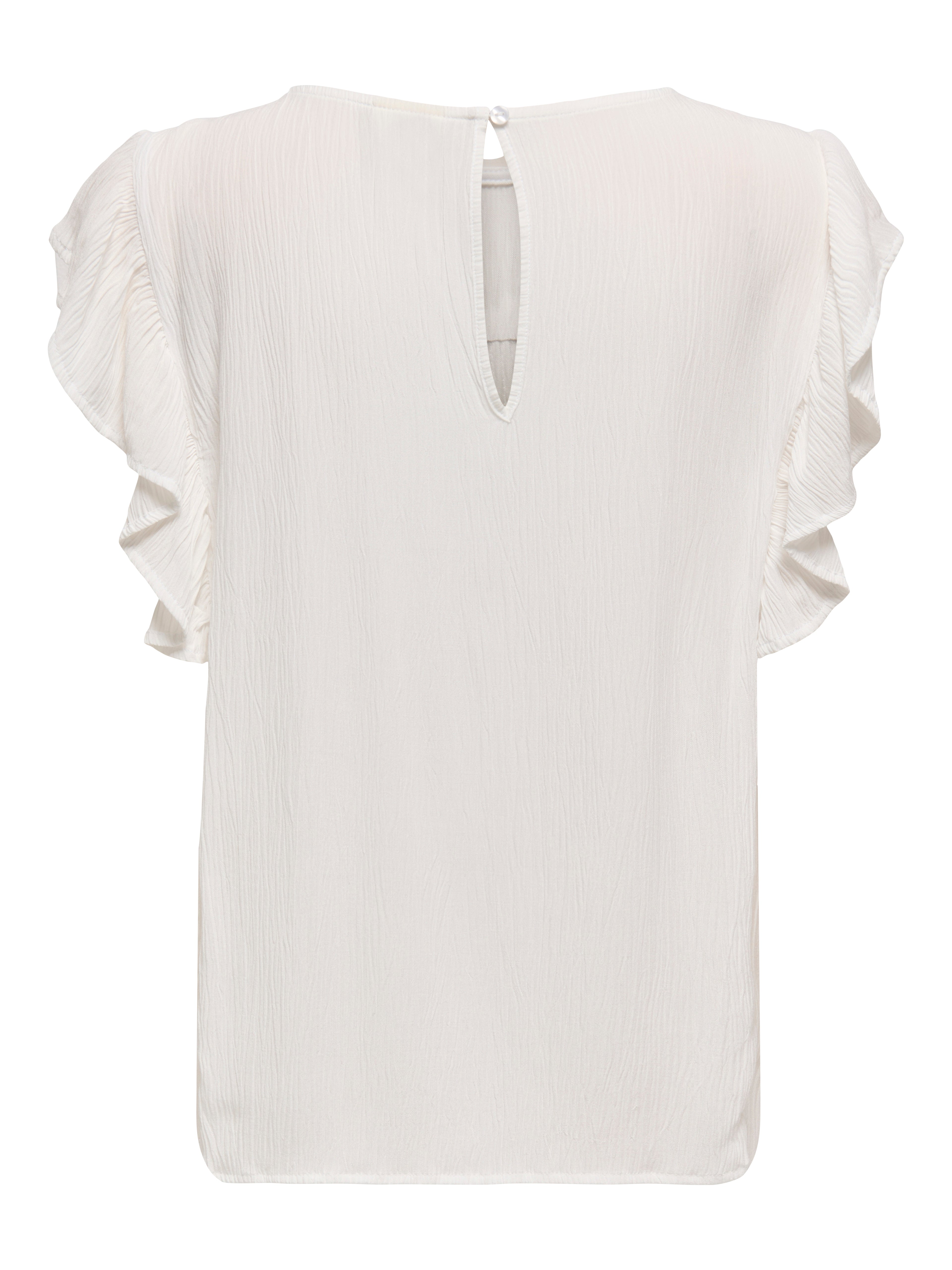 JDY Top Damen V-Ausschnitt Voluminöser Armschnitt Rüschen Knopfleiste