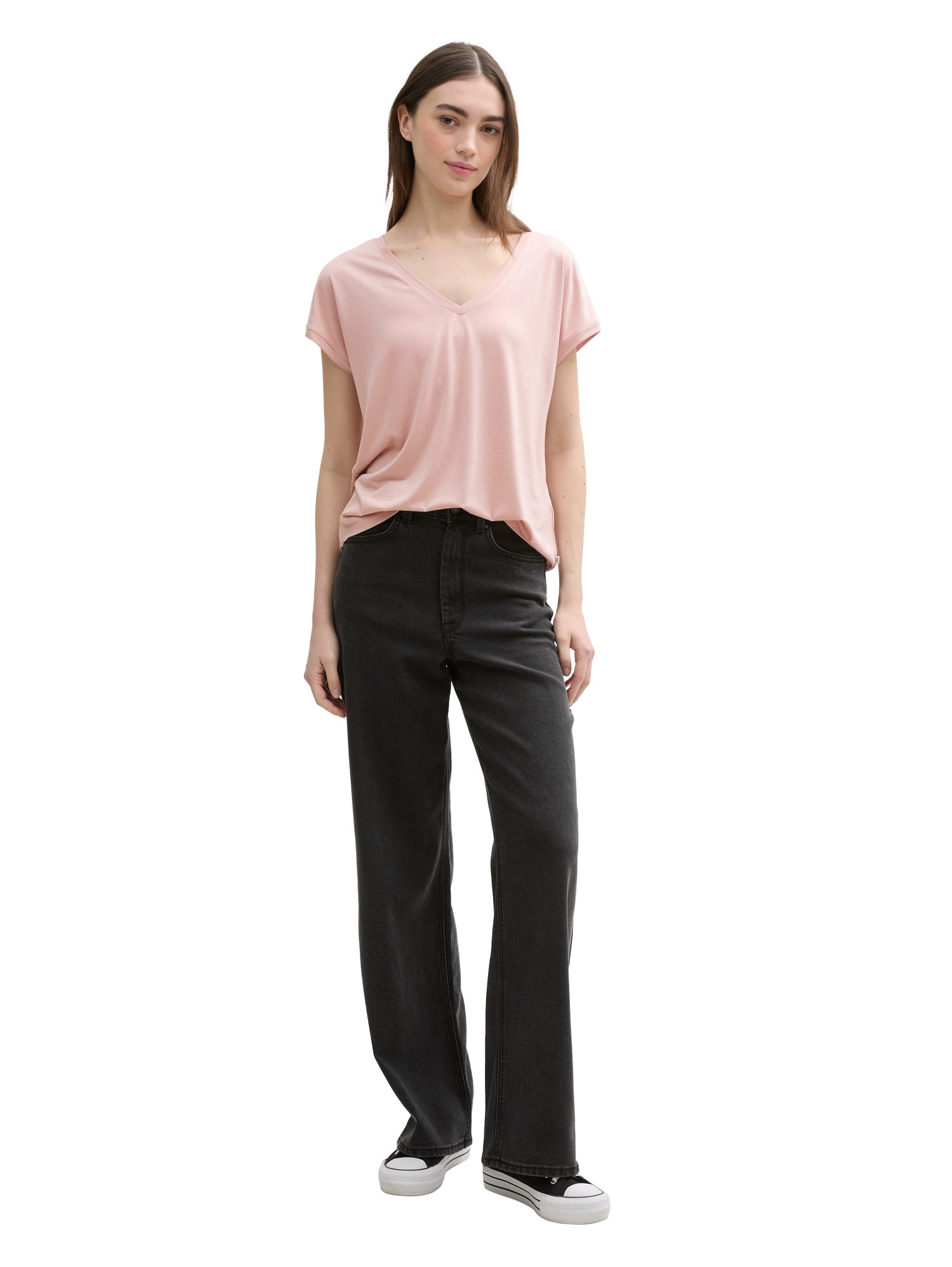 Loose Fit T-Shirt mit V-Ausschnitt