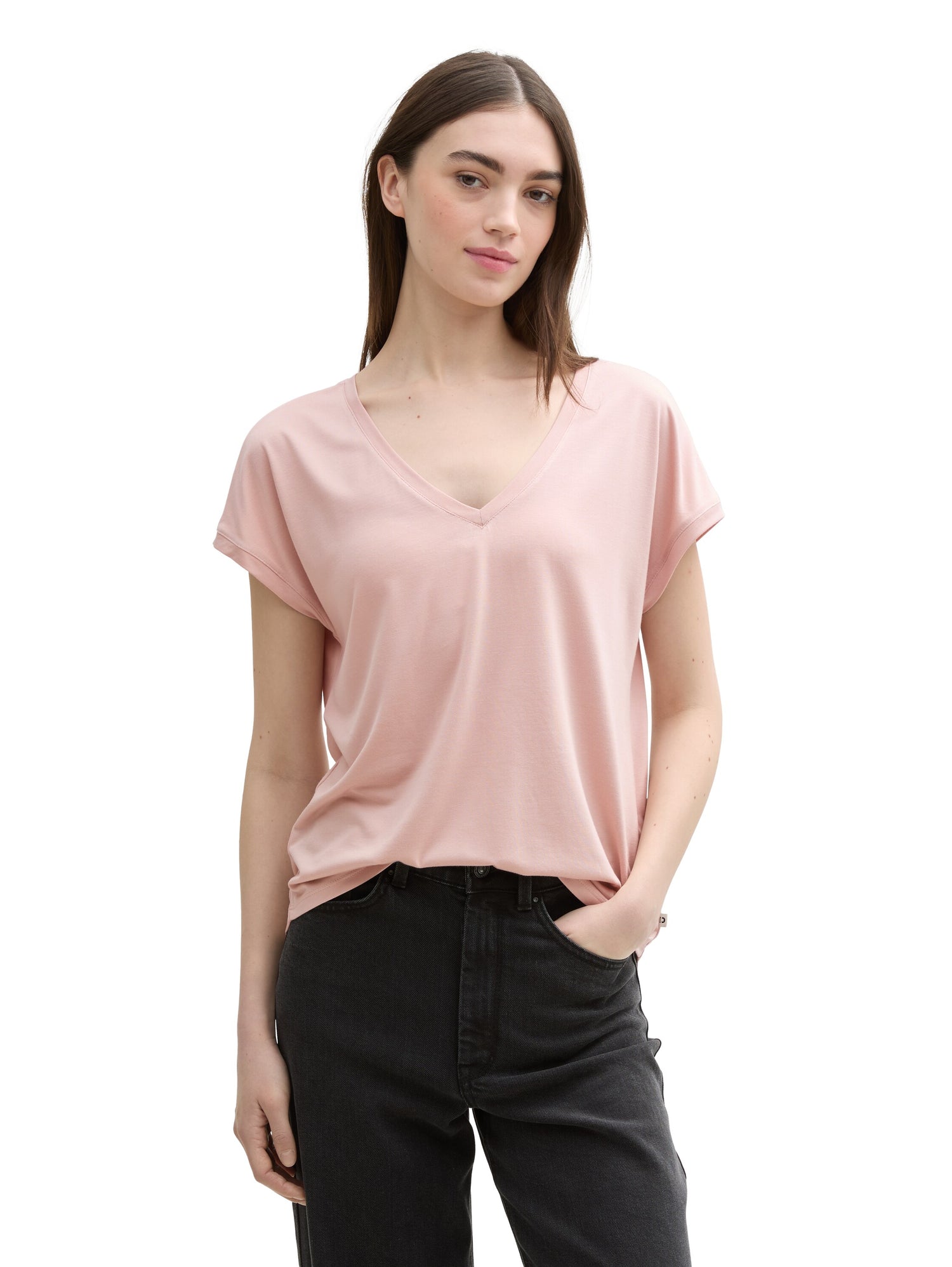 Loose Fit T-Shirt mit V-Ausschnitt