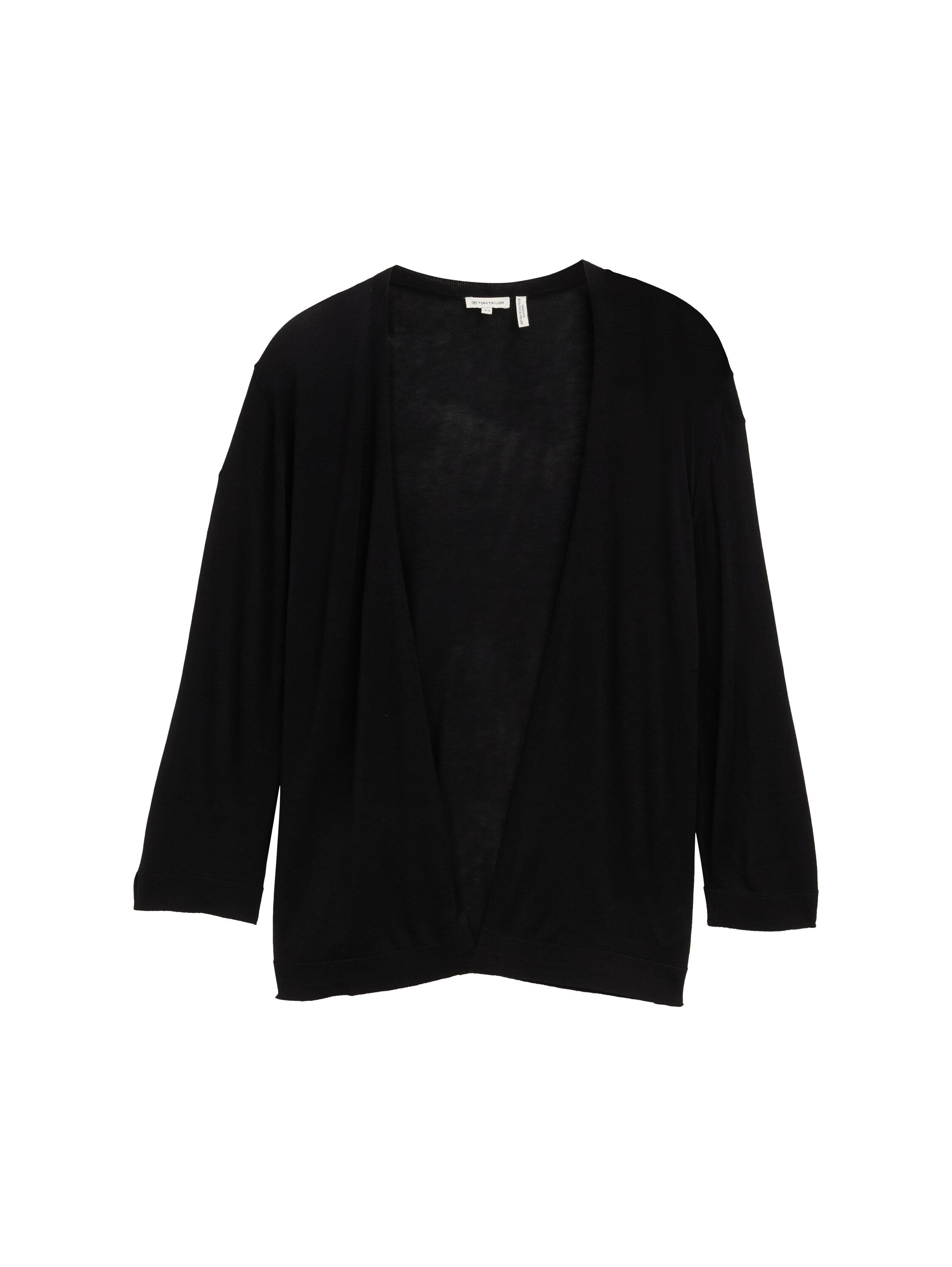 Tom Tailor Denim Strickjacke für Damen - Offene leichte Strickjacke in deep black