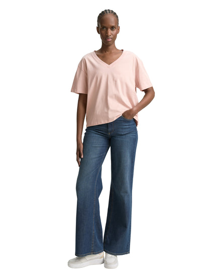 Tom Tailor Denim T-Shirt für Damen mit überschnittener Schulternaht