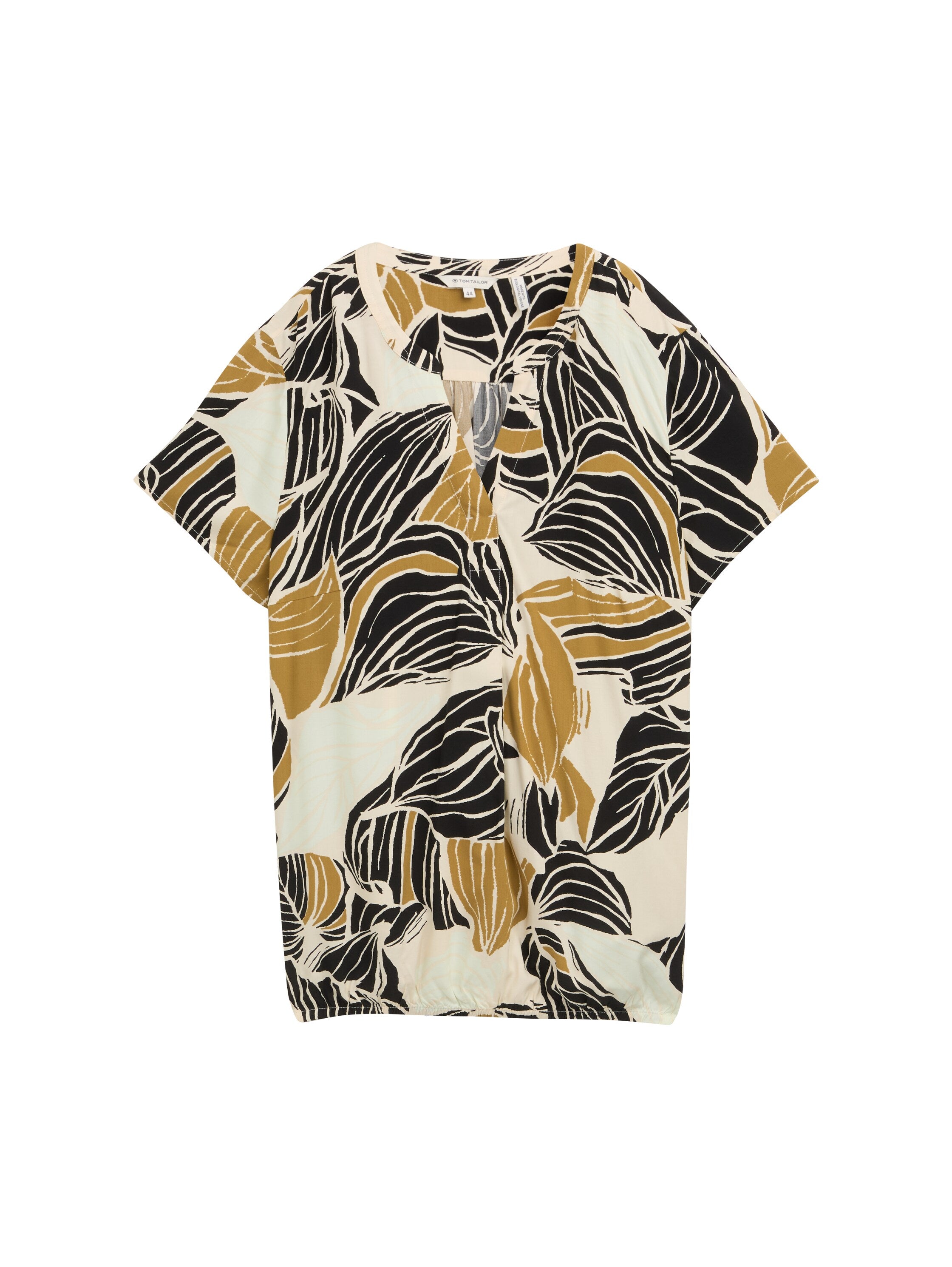 Tom Tailor Denim Bluse Damen Gemusterte Viskose Bluse mit Faltendetail