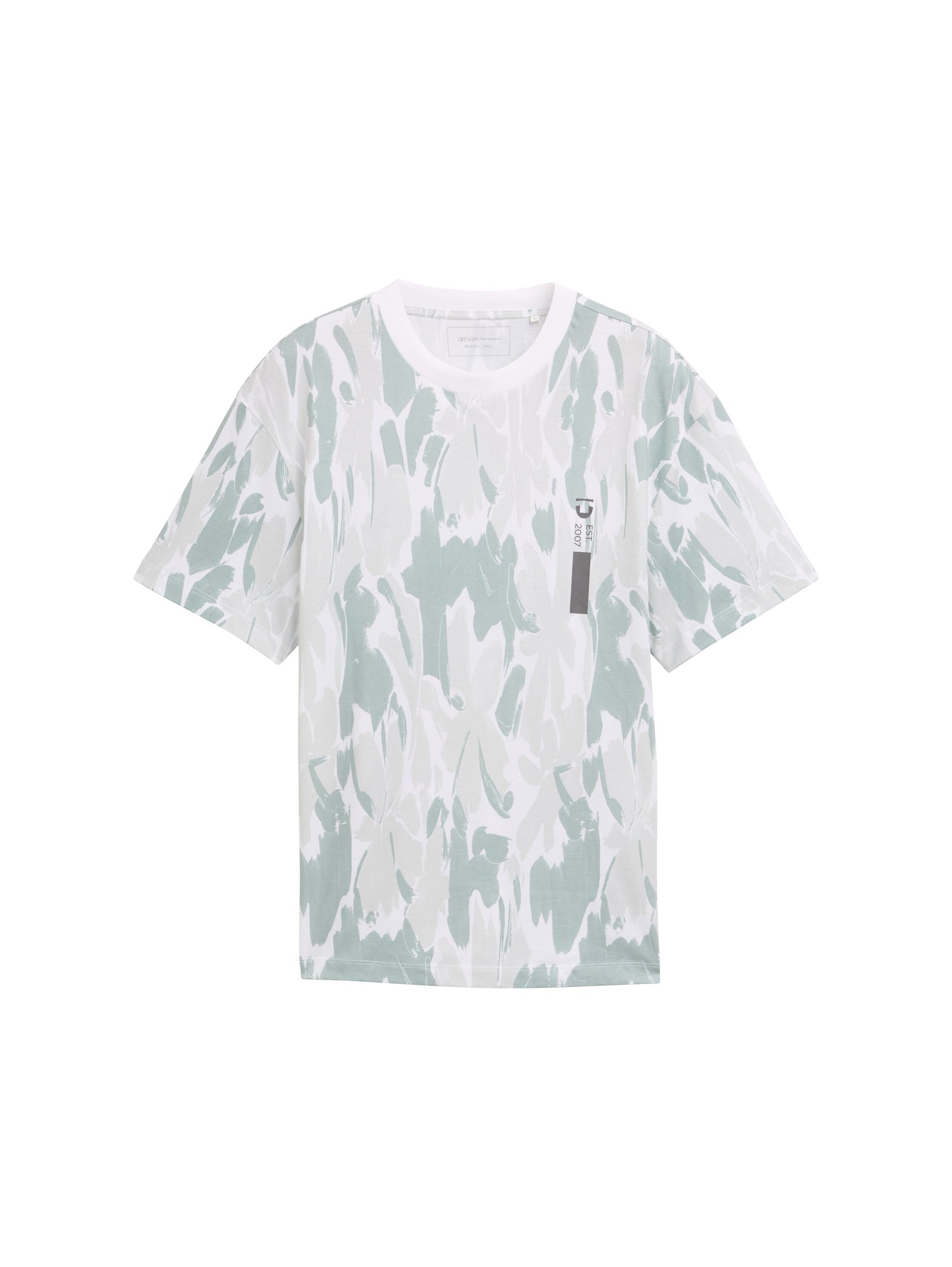 Tom Tailor Denim T-Shirt Erwachsene Männlich Weiß Abstrakter Blumenprint