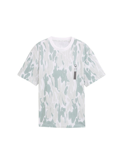 Tom Tailor Denim T-Shirt Erwachsene Männlich Weiß Abstrakter Blumenprint