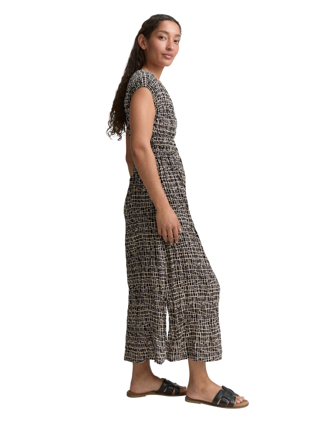 Tom Tailor Denim Gemustertes Viskosekleid mit Smock-Detail für Frauen