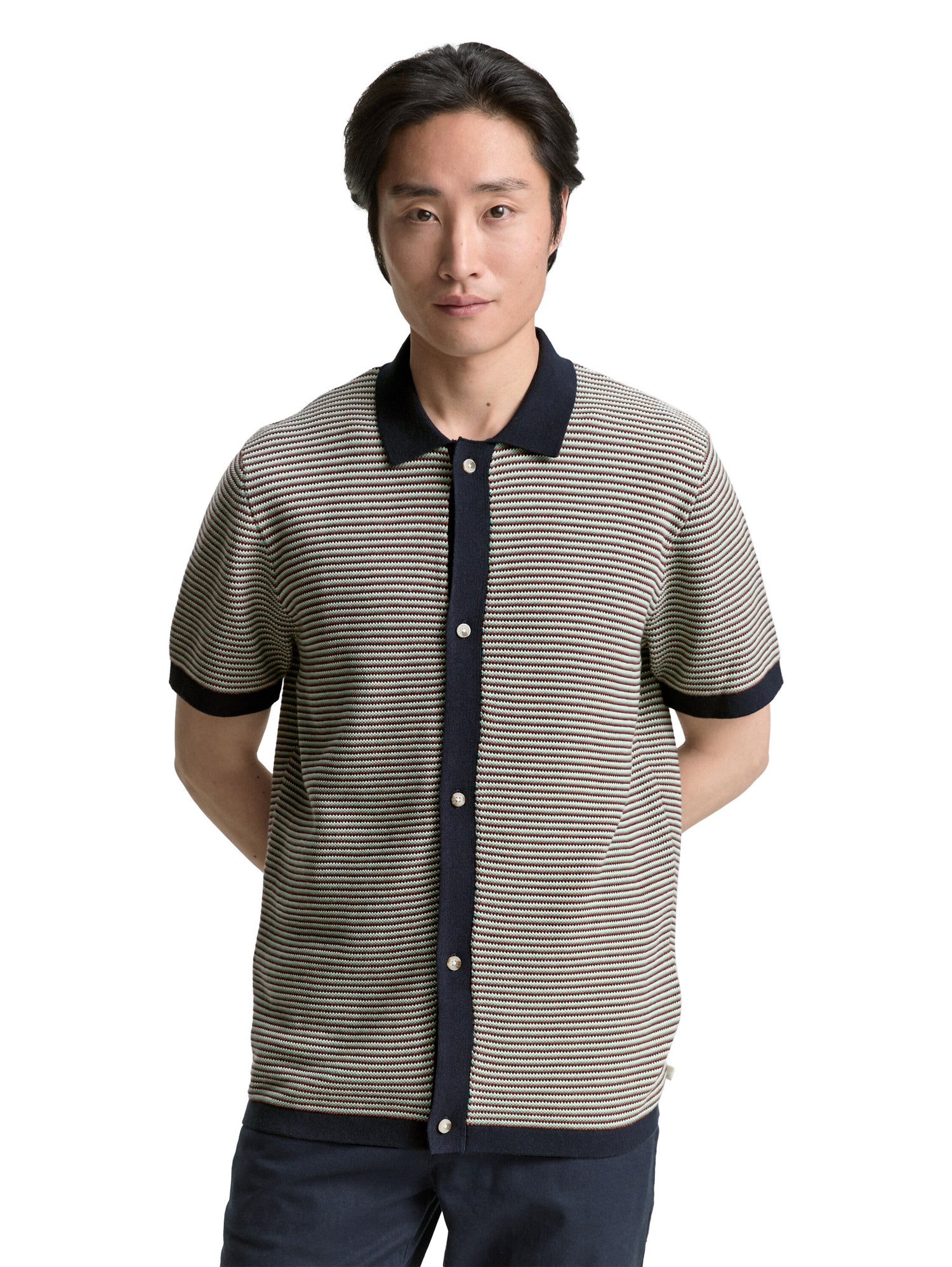 Tom Tailor Denim Strickpoloshirt Herren Struktur-Baumwolle