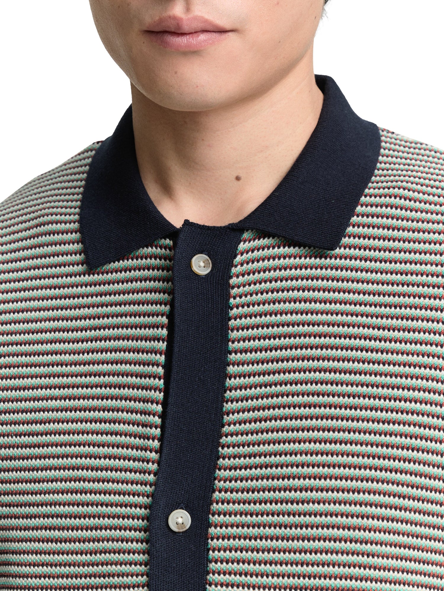 Tom Tailor Denim Strickpoloshirt Herren Struktur-Baumwolle