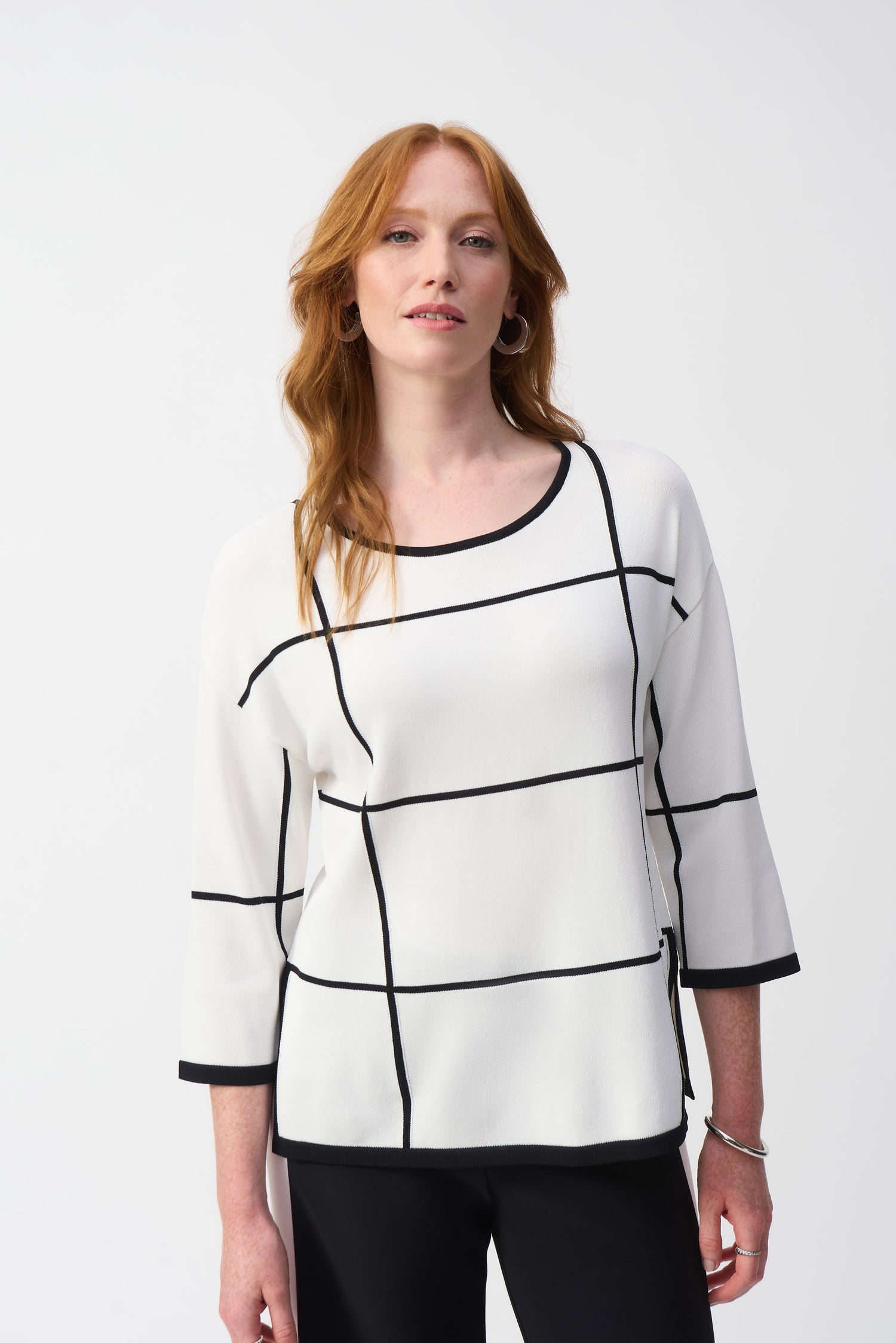 Moderner Damen Pullover Rundhalsausschnitt Dreiviertelärmel