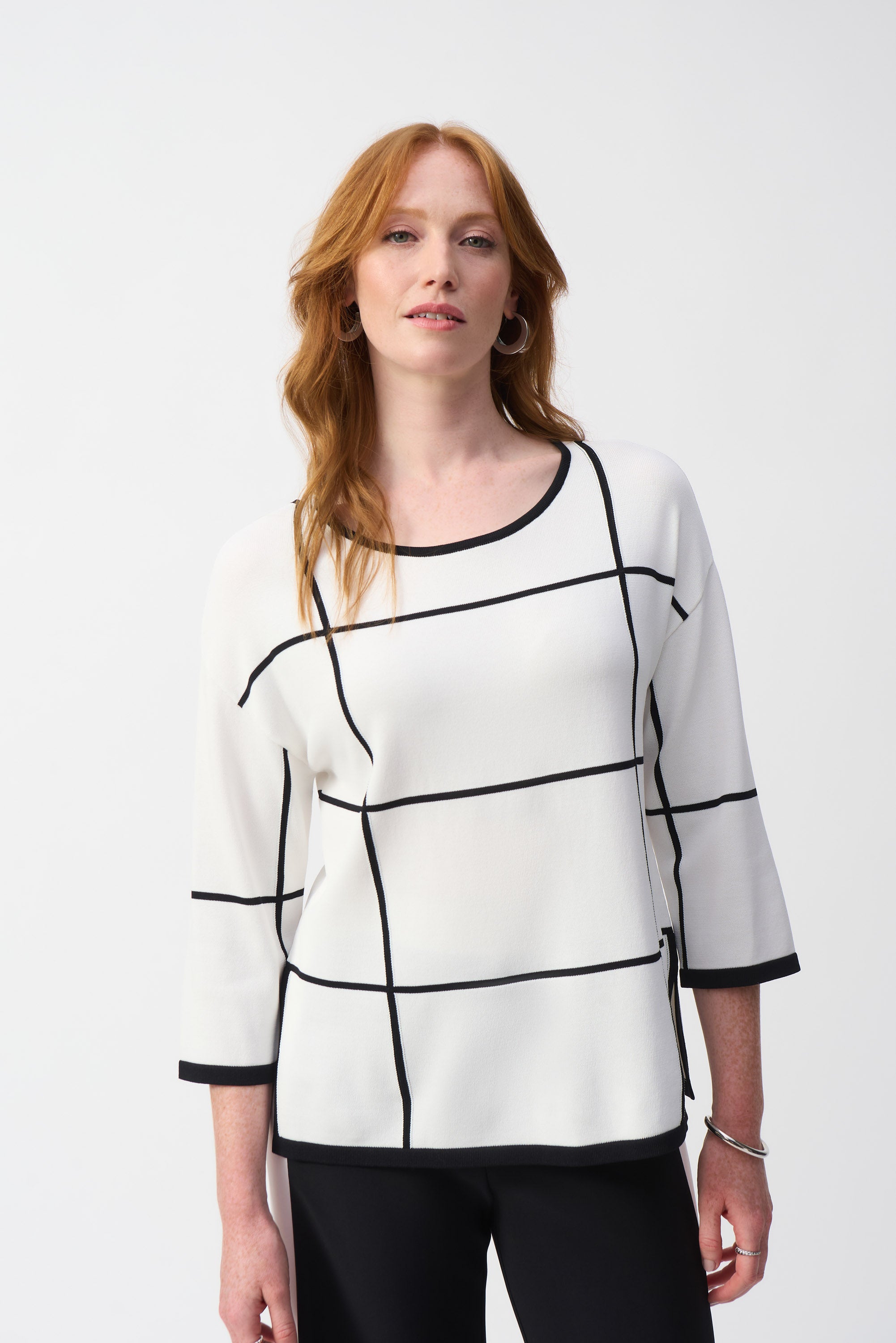 Moderner Damen Pullover Rundhalsausschnitt Dreiviertelärmel