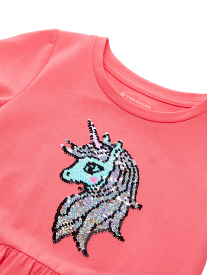 Wendepailletten Kinder A-Linien Kleid mit Raffungen