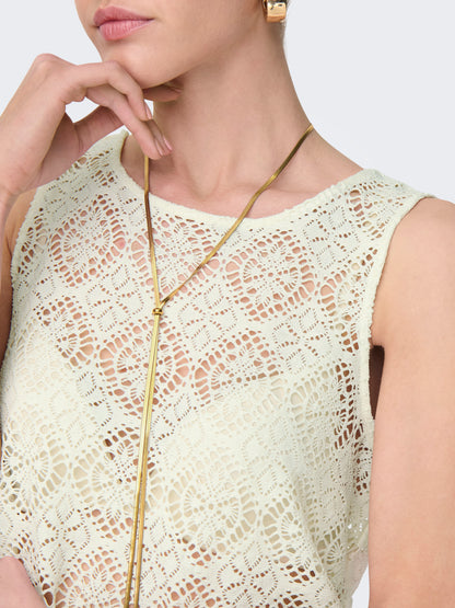 JDY Top Damen Leichtes Spitzen Rundhals Top