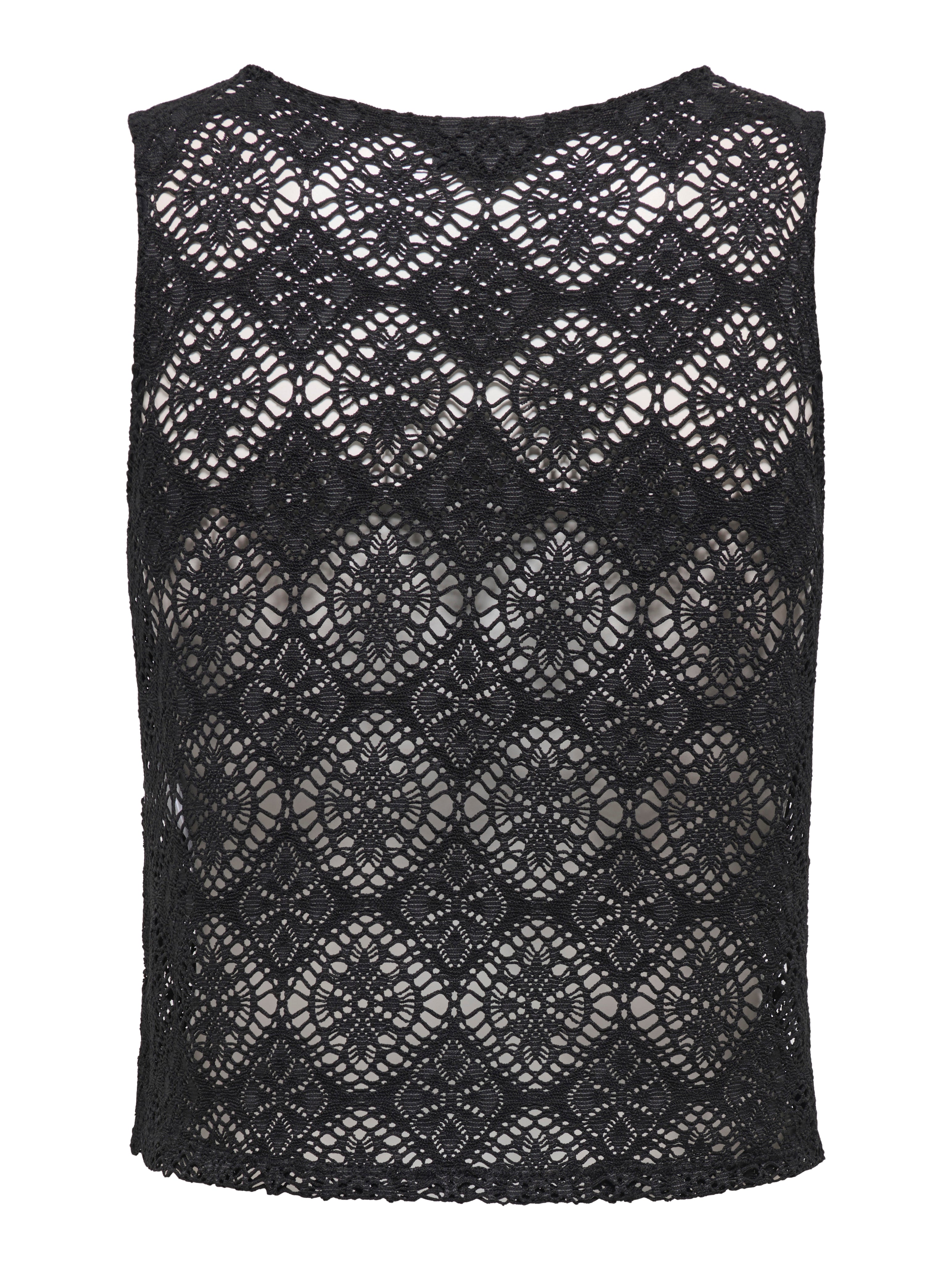 JDY Top Damen Leichtes Spitzen Rundhals Top