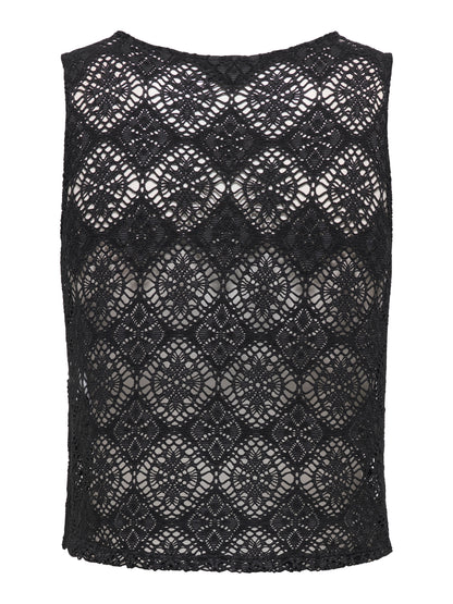 JDY Top Damen Leichtes Spitzen Rundhals Top