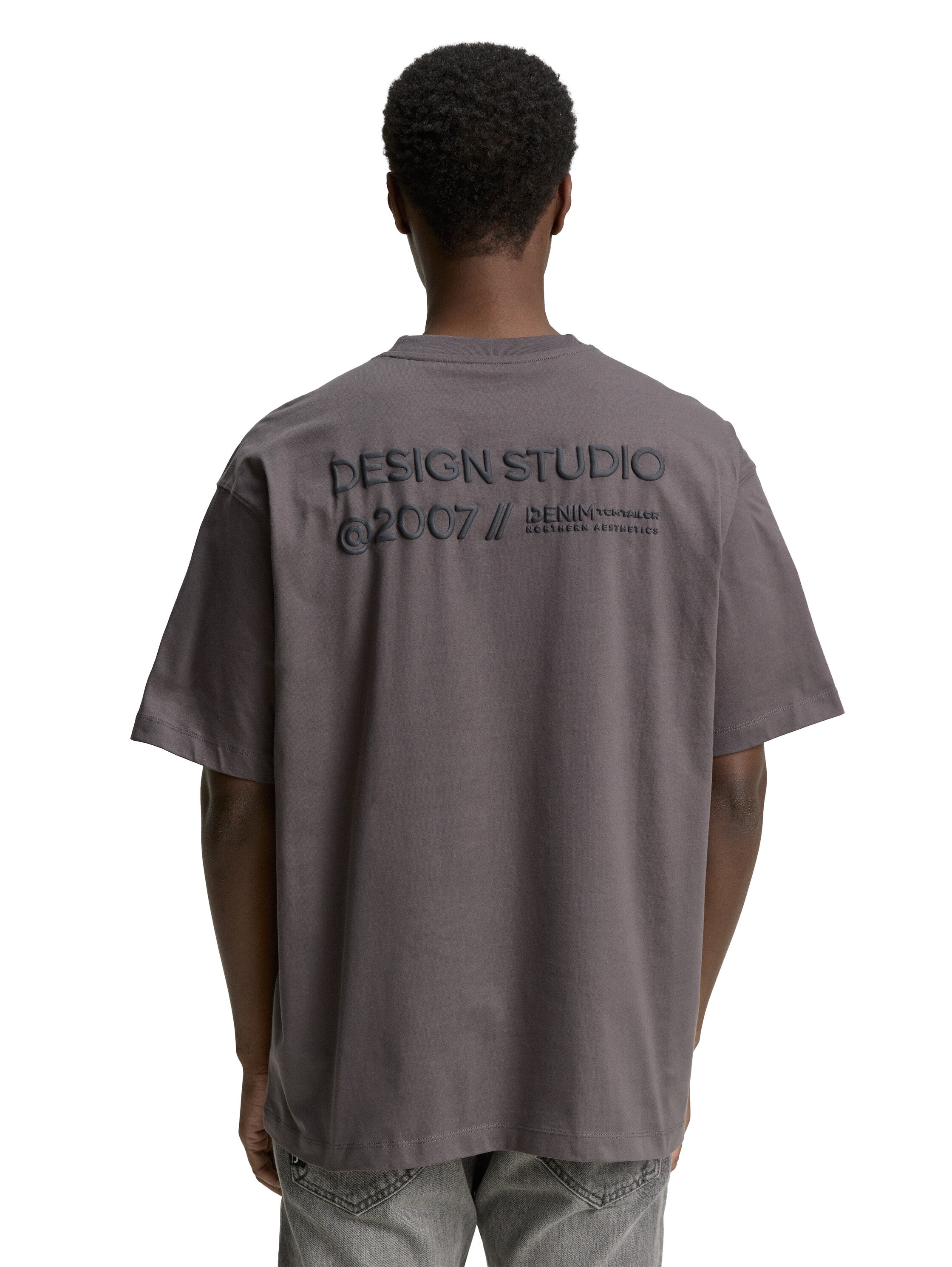 Tom Tailor Denim T-Shirt Herren Weit geschnitten mit Schriftzug