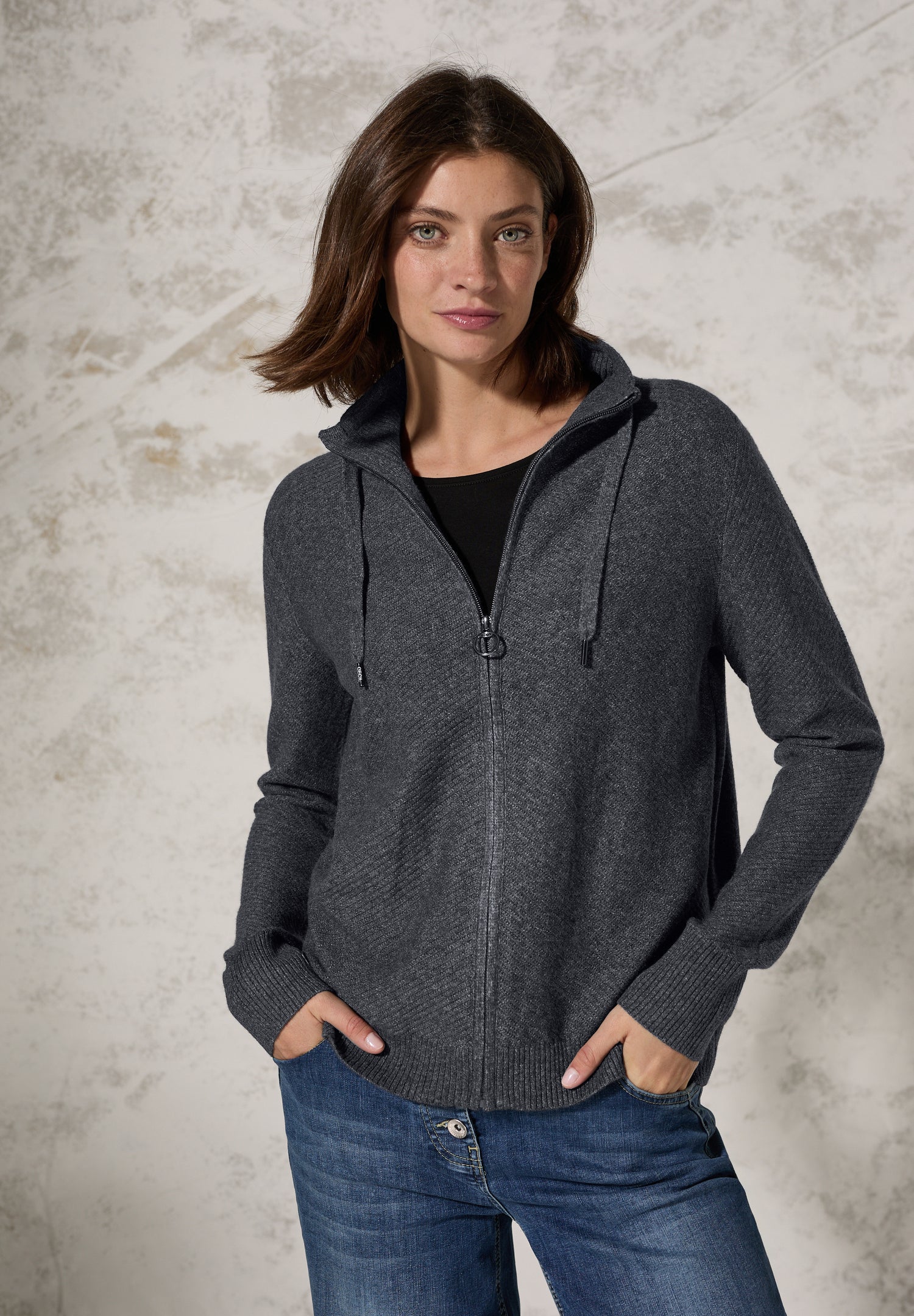 CECIL Struktur-Cardigan Damen Grau