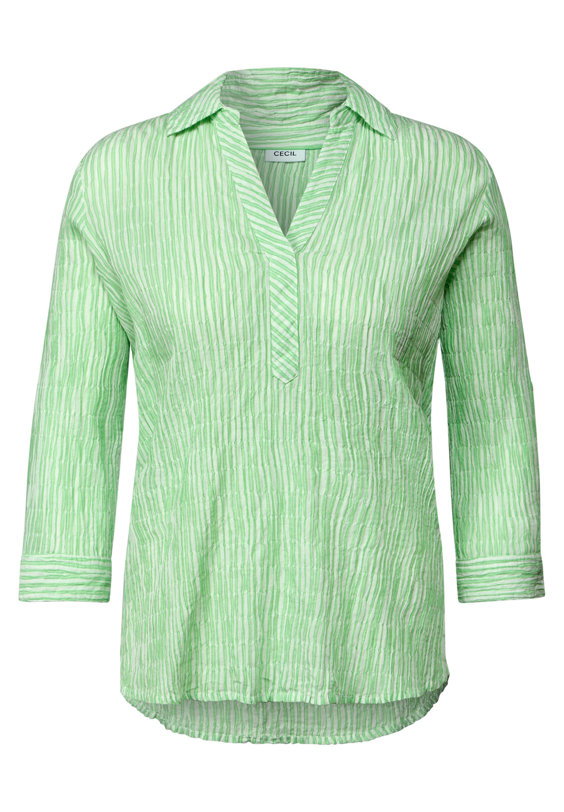 CECIL Seersucker Bluse Damen Lässiger Hemdkragen 3/4-Arm