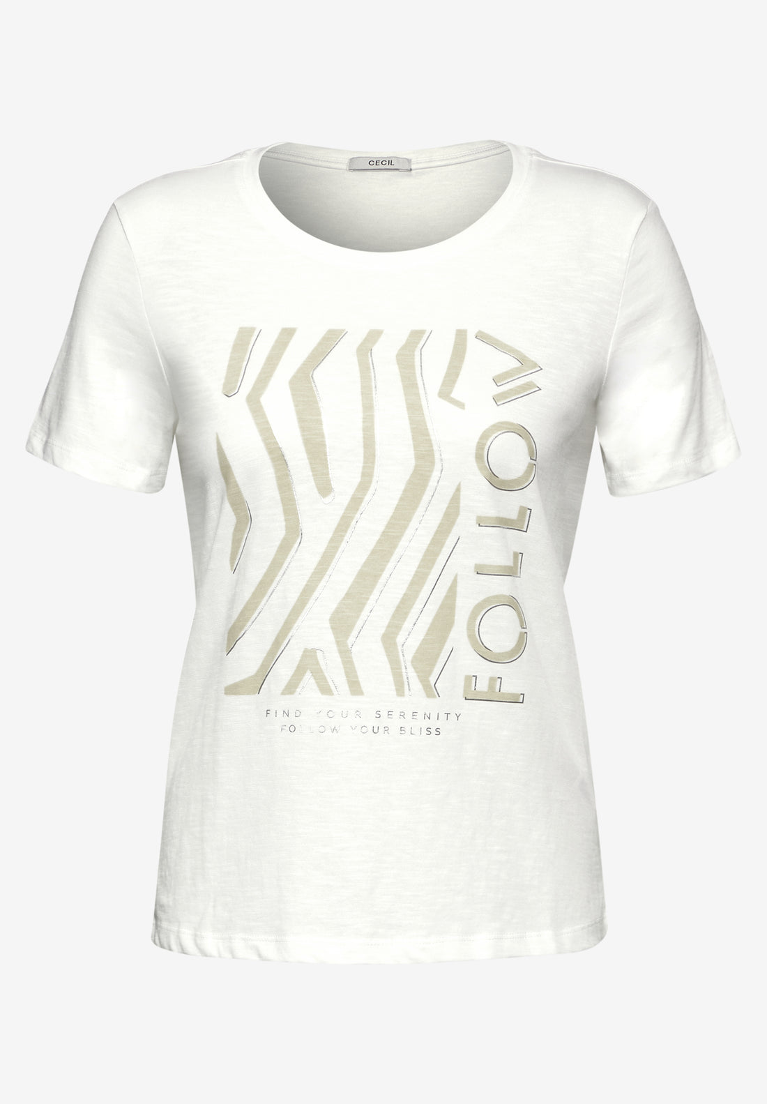 CECIL T-Shirt mit Flammgarn Optik und Wording Print für Damen