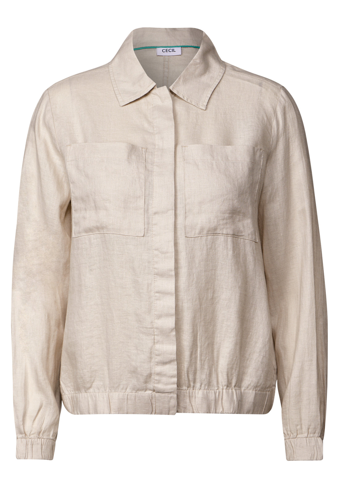 CECIL Leichte Leinen Jacke Damen Blouson Hemdkragen