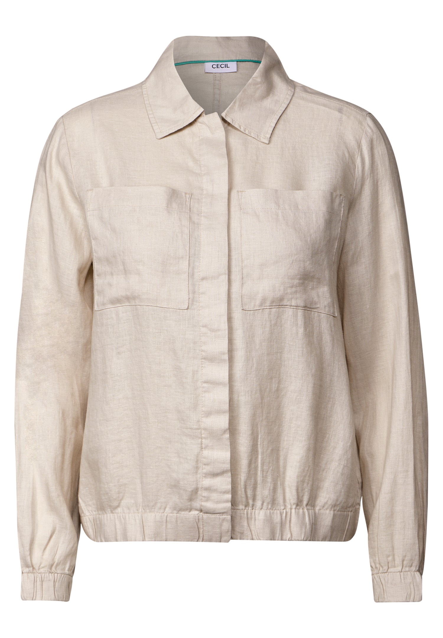 CECIL Leichte Leinen Jacke Damen Blouson Hemdkragen