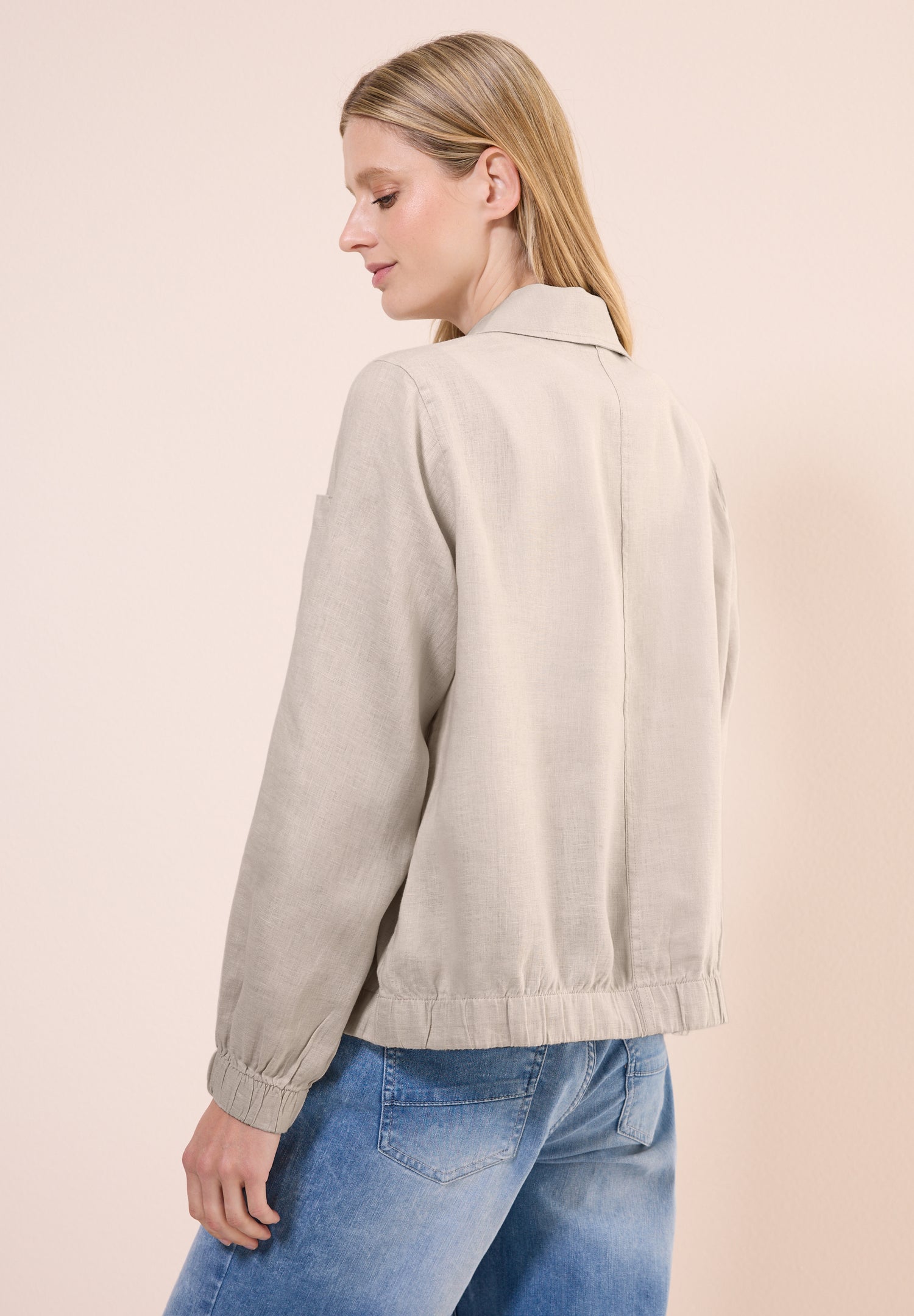 CECIL Leichte Leinen Jacke Damen Blouson Hemdkragen