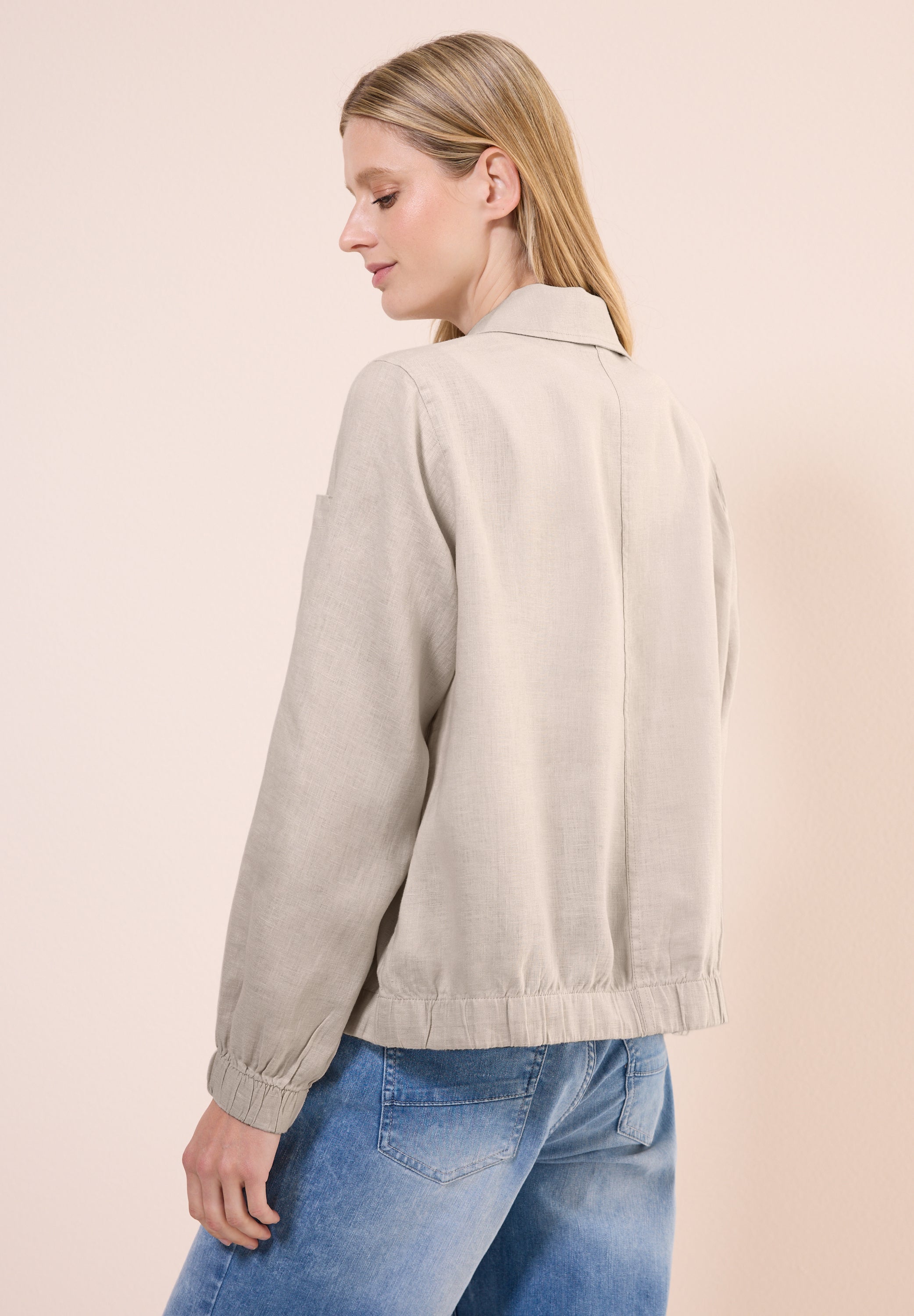 CECIL Leichte Leinen Jacke Damen Blouson Hemdkragen