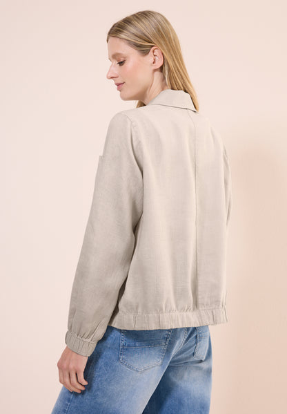CECIL Leichte Leinen Jacke Damen Blouson Hemdkragen