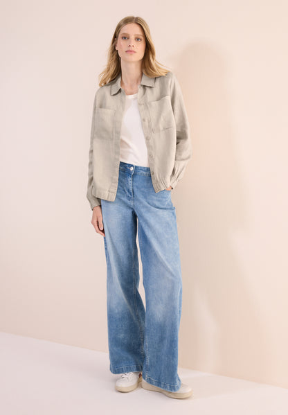CECIL Leichte Leinen Jacke Damen Blouson Hemdkragen
