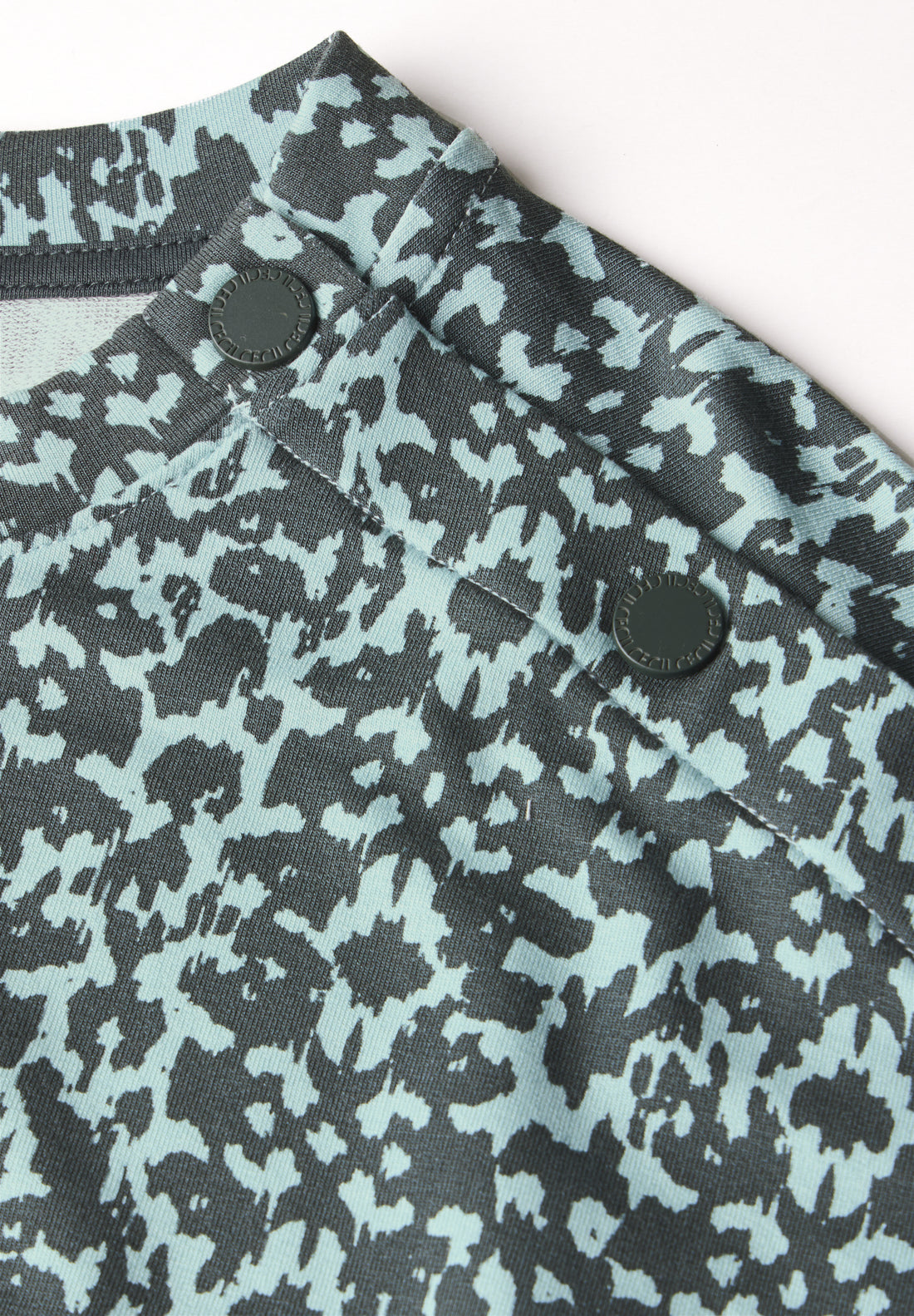 CECIL Kurzarmshirt Damen Minimal Print Knopfdetail Stretch Baumwolle Modal