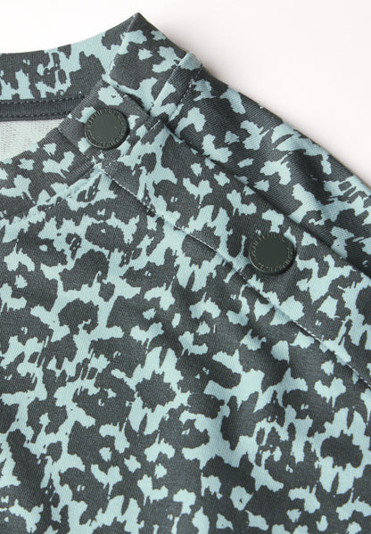 CECIL Kurzarmshirt Damen Minimal Print Knopfdetail Stretch Baumwolle Modal